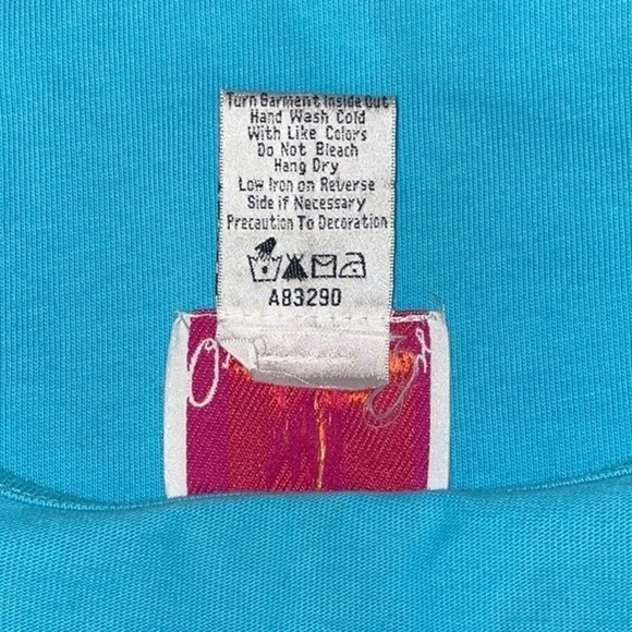 Beaded & Sequined Front & Back Snowman Turquoise Cotton Long Sleeve Tee Size Med - Picture 5 of 7